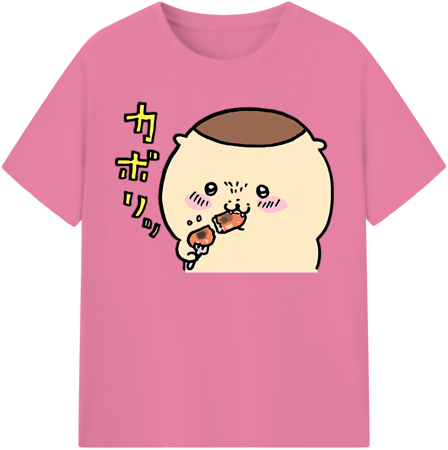 （画像用） ちいかわ くりまんじゅう Chii-kawa kuri manjū 綿100％半袖Tシャツ（フロントプリント）